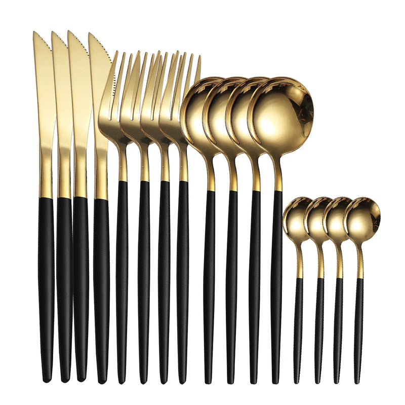 Axyaa 16-Piece Gold Cutlery Set Stainless Steel Tableware Kit