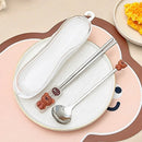 Axyaa Stainless Steel Cutlery Set with Box - Portable, Cute & Reusable Dinnerware