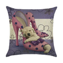 Axyaa Dog Linen Cushion Cover 45*45cm - Home Sofa Decor Pillowcase