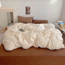 Axyaa Washed Cotton Bedding Set: Duvet Cover, Pillowcase, Top Sheet