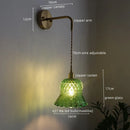 Axyaa Vintage Copper Glass Wall Light with Pull Chain Switch - LED Fixture for Bar, Bedroom, Dining Room