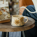 Axyaa Flower Season Handmade Vintage Ceramic Coffee Cup Girl's Gift, 360ml
