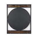 Axyaa Round Wood Metal Frame Mirror for Entryway Hallway Bedroom