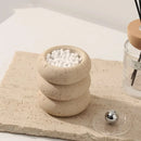 Axya Marble Cotton Swab Organizer with Lid, Wabi-Silent Luxury Jar
