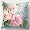 Axyaa Floral Roses & Hydrangeas Pillow Covers - Sofa Bedroom Car Cushion Cover