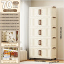 Axyaa Foldable Double-Door Storage Box with Rolling Wheels, Organize Clothes/Toys in Bedroom/Kitchen