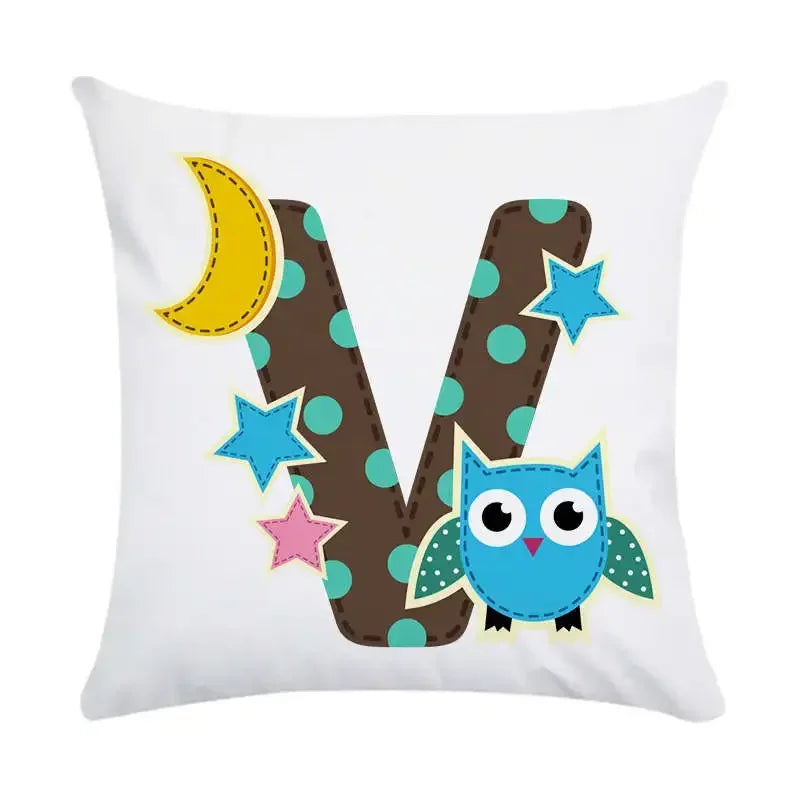 Axyaa Animal Letter Printed Decorative Polyester Pillow Cover for Home, Car, Sofa