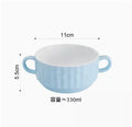 Axyaa Ceramic Double Ear Roast Bowl - Cute and Creative Soup Cup, Breakfast and Dessert Bowl