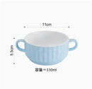 Axyaa Ceramic Double Ear Roast Bowl - Cute and Creative Soup Cup, Breakfast and Dessert Bowl