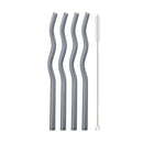 Axyaa Glass Straws - 5Pcs Colorful, Eco-Friendly Wavy Design for Juice & Cocktails