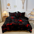 Axyaa Red Grid Duvet Cover Set - Soft 3D Bedding for Stylish Bedroom
