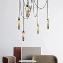 Axyaa Brass Alabaster Multi-Light Pendant Chandelier for Living Room Loft Staircase