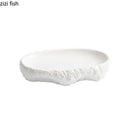 Axyaa Rock Texture Fish Oval Plate Set Molecular Cuisine Tableware