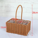 Axyaa Hand-Woven Rattan Flower Basket with Handle