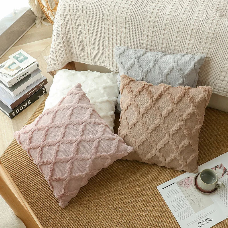 Axyaa Short Plush Pillow Cover Set for Stylish Home Décor