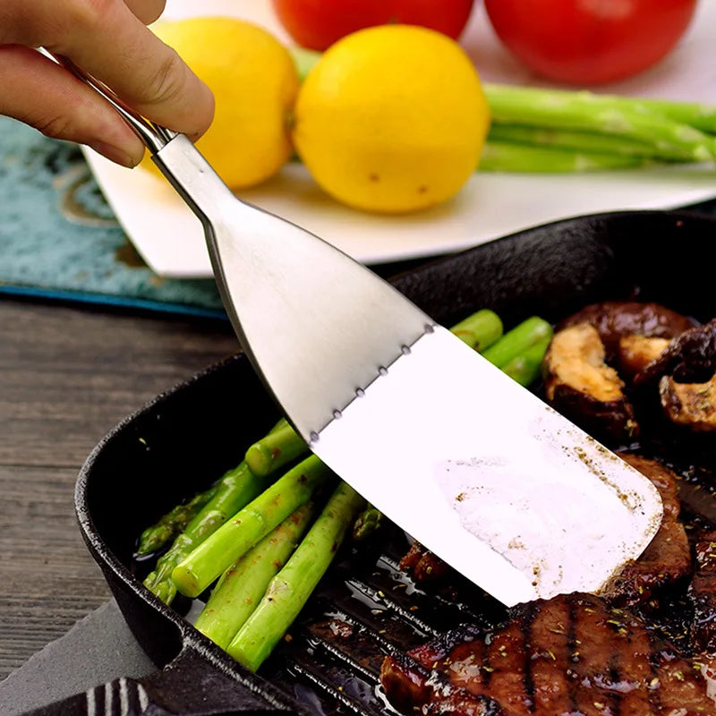 Axyaa Stainless Steel Steak Spatula with Anti-Scalding Handle BBQ Pizza Turner