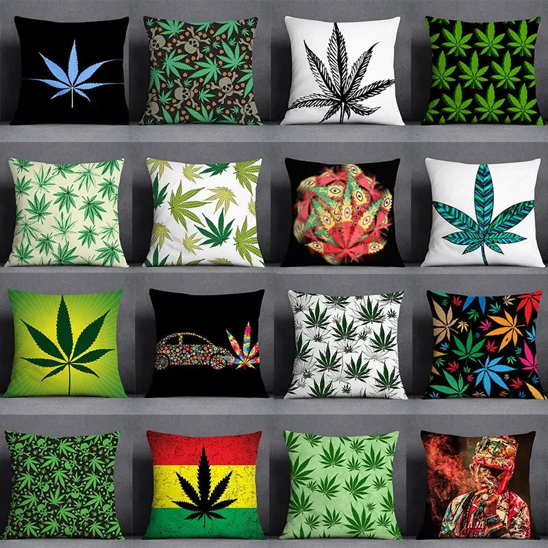 Axyaa Green Leaf Theme Pillowcase - Decorative Polyester Home Decoration 45*45cm