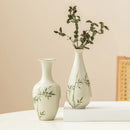 Axyaa Bamboo Flower Vase: Hand Drawn Green Decoration for Living Room Bouquets