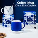 Axyaa Klein Blue Splash Ceramic Coffee Mug Gift Set with Spoon