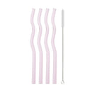 Axyaa Glass Straws - 5Pcs Colorful, Eco-Friendly Wavy Design for Juice & Cocktails
