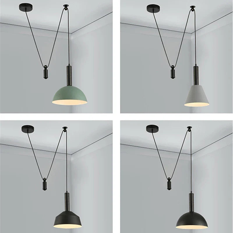 Axyaa Nordic Pulley Liftable LED Pendant Light for Dining Room and Kitchen Decor