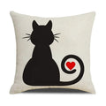 Axyaa Funny Cats Linen Pillow Cover 45x45cm - Farmhouse Decor & Office Throw Pillowcase