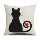 Axyaa Funny Cats Linen Pillow Cover 45x45cm - Farmhouse Decor & Office Throw Pillowcase