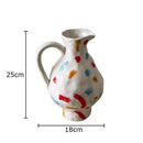 Axyaa Ceramic Vase: Irregular Surface Flower Pot for Desk Decoration and Floral Arrangement