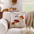 Axyaa Autumn Maple Leaf Embroidered Pillowcase Set