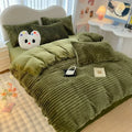 Axyaa Winter Warm Striped Rabbit Plush Four-piece Bed Sheet