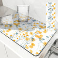 Axyaa Spring Flowers Kitchen Mat Absorbent Antiskid Quick Dry Bathroom Tableware Drain Pad