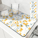 Axyaa Spring Flowers Kitchen Mat Absorbent Antiskid Quick Dry Bathroom Tableware Drain Pad