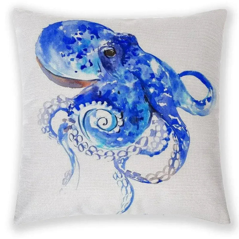 Axyaa Sea Animal Linen Pillow Case 45*45cm Home Decoration