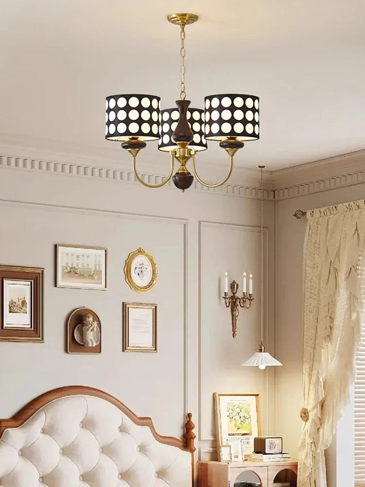 Axyaa Polka Dots Chandelier: Retro Style Round Pendant Lamp for Home Decor