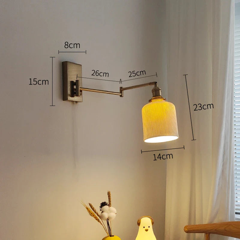 Axyaa Nordic LED Wall Sconce Left Right Rotate Pull Chain Switch Stair Light