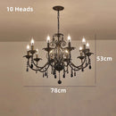 Axyaa Vintage Wrought Iron Chandelier with Clear Crystals