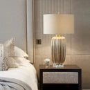 Axyaa Blue Ceramic LED Table Lamp for Bedroom Living Room Villas