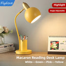 Axyaa Macaron Desk Lamp with LED, Dimming, and Pen Holder for Home Decor Lighting.