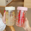 Axyaa Glass Water Bottle with Tea Infuser Filter Straw, Kawaii Design, 750ml