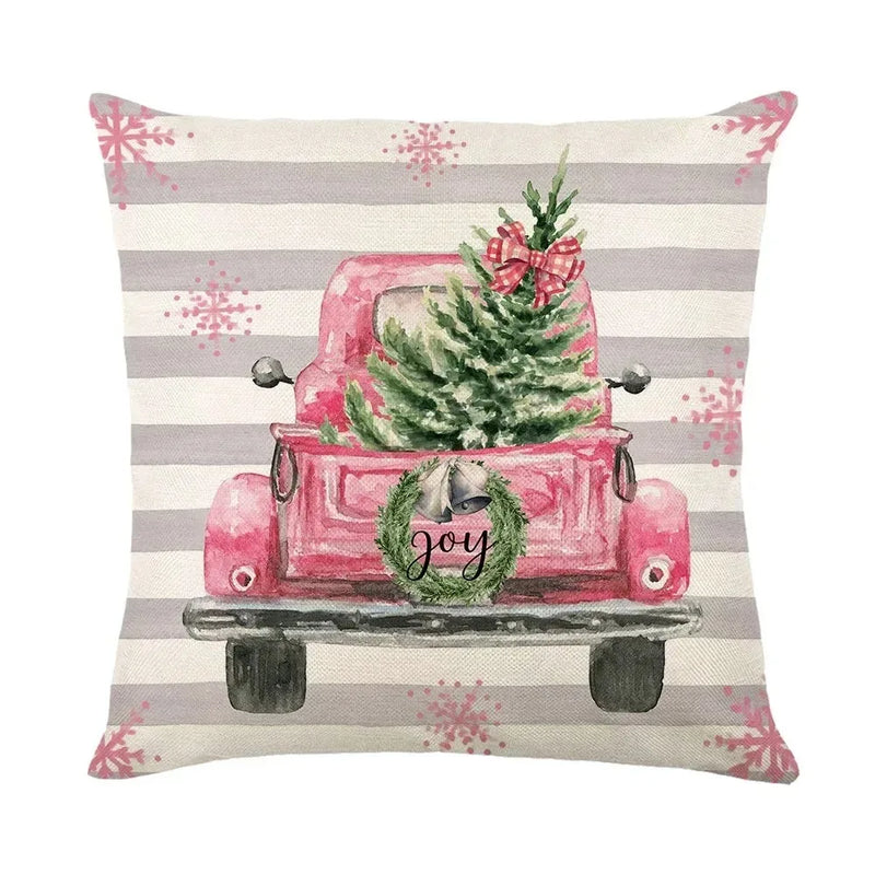 Christmas Party Pillowcase with Santa Claus & Snowman Print for Home Decoration by Axyaa.