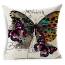 Axyaa Linen Butterfly Cushion Cover 45x45cm - Decorative Pillow Case for Sofa & Bed