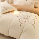 Axyaa Warm Fleece Embroidery 4-Piece Set | Cozy Contrast Colors | Skin-friendly & Thick