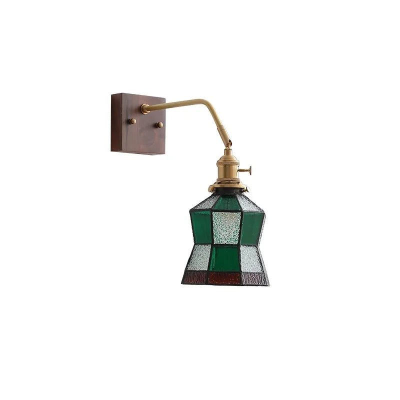 Axyaa Glass Walnut LED Wall Light Fixtures for Modern Home Decor