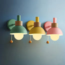 Axyaa Wood Sconce LED Wall Lamp with Pull Chain Switch