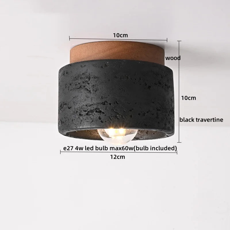 Axyaa Acryl Travertine LED Ceiling Light - Natural Stone Modern Ceiling Lamp