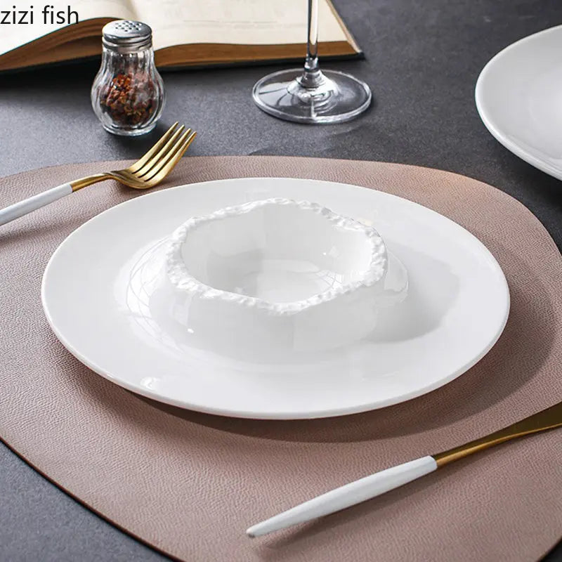 Axya Irregular Ceramic Dinner Plate Soup Pasta Snack Dessert Solid Color Tableware