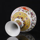 Axyaa Dragon & Phoenix Ceramic Vase, Pink, Large Caliber, Retro Chinese Decor