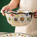 Axyaa Retro Double Ear Ceramic Bowls Set for Household Tableware