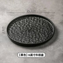 Axyaa Black Ceramic Round Steak Plate for Elegant Dining