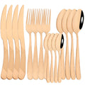 Axyaa Stainless Steel Cutlery Tableware Set Dinnerware Black Silverware Kit